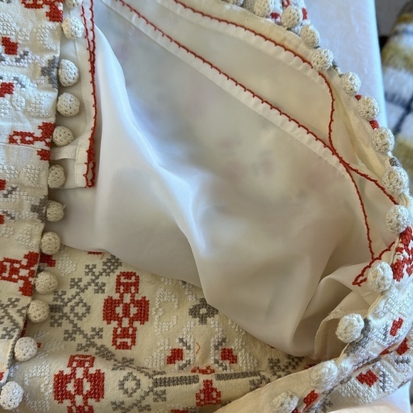 Maeve Cross Stitch Embroidered PomPom Skirt, 6 - Picture 8 of 9